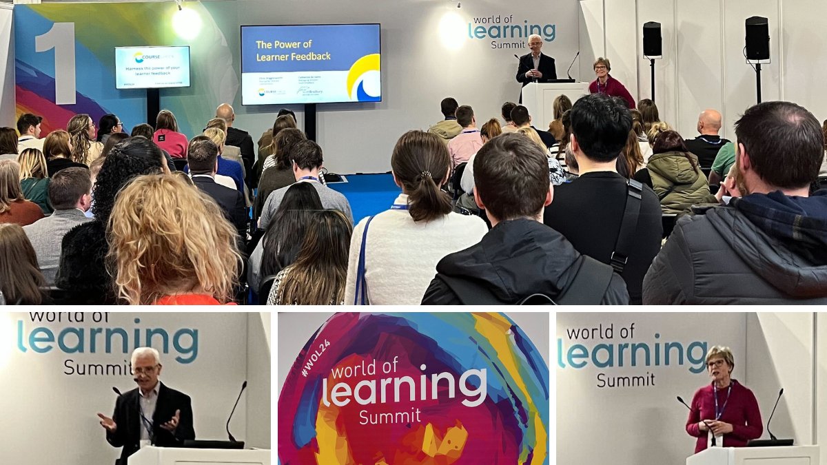 Great couple of days at World of Learning! Thank you to everyone who came to our stand and seminar.

Special thanks to Catherine de Salvo for joining Chris on stage and talking about their experiences of collecting and acting on learner feedback <a href="/ScottBradburyUK/">Scott Bradbury</a>.

#WOL24
