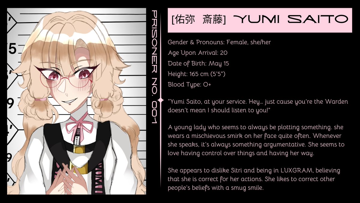 luxgram_'s tweet photo. PRISONER FILE: YUMI SAITO, PRISONER 001

#ocgram #milgram #milgramtwt #fangram

[see 🧵 and pic for more info] https://t.co/r3Gru3KLKE