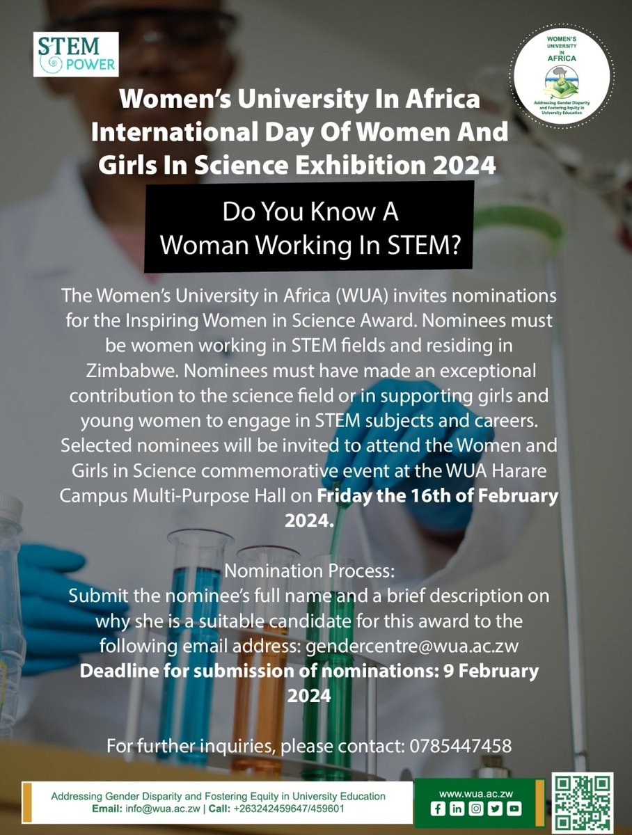 International Day of #Women and #GirlsinScience is close by. Nominate women in #STEM for this award to appreciate their contributions.
@
