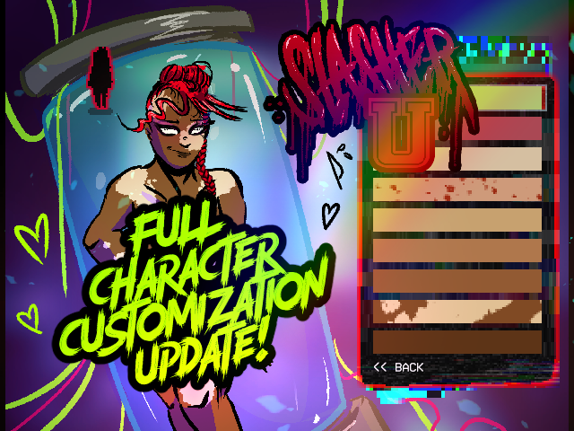SuitedDevil's tweet photo. The full Character Customization update for Slasher U Act 1 is here!! 27 (!) hairstyles from goth &amp; alt subculture for all hair textures, lotsa skin tones, facial features, body types, makeup, and more!! 🔪Out on Steam + itchio babyyy🔪 https://t.co/vFOK2R6L8x