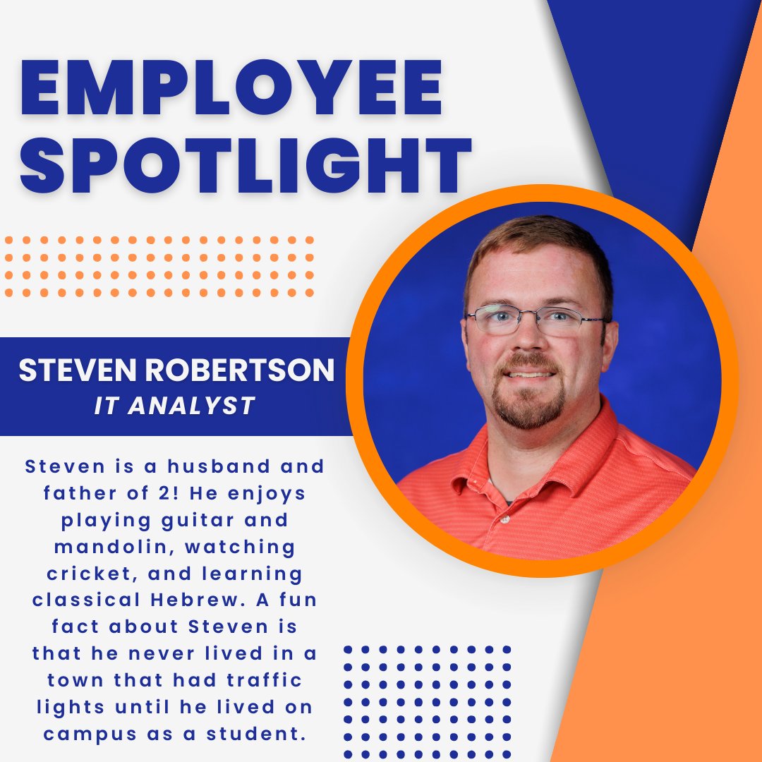 UTM_ITS's tweet photo. This week's Employee Spotlight goes to Steven Robertson! Steven is an IT Analyst in our department! Help us thank Steven for all of his hard work! #utmits https://t.co/OlPpuRe1Jd
