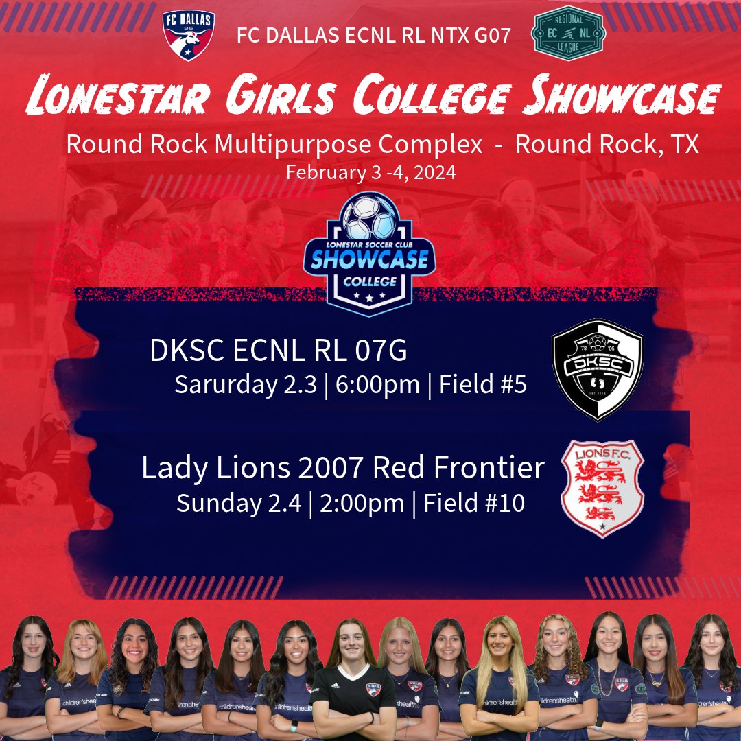 We're road tripping south for the Lonestar Girls College Showcase.
Coaches check out our schedule! We hope to see you on our sidelines. Safe Travels! ⚽
Let's go FCD! 👊

@FCDwomen #soccershowcase
#ecnlrlntx #ecnlgirls #soccershowcase <a href="/ImYouthSoccer/">ECNL/GA/Recruiting/College Soccer</a> <a href="/ECNLRLntxgirls/">ECNL RL - NTX Girls</a>