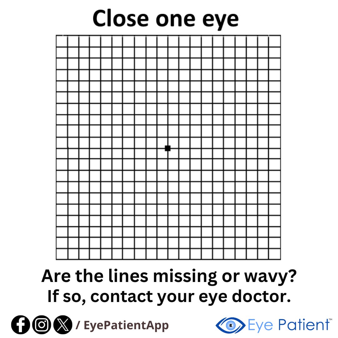 EyePatientApp's tweet photo. Check ALT (image description) for more info.
#eyes #eyecare #amslergrid #macula #TestYourVision #colorblindness #glaucoma #lasik #colorblind #diabeteseyedisease #eyehealth #cataract #maculardegeneration #refractiveerrors #floaters #tearing #ophthalmology #visiontest #eyeexam https://t.co/ephDC4O1f2