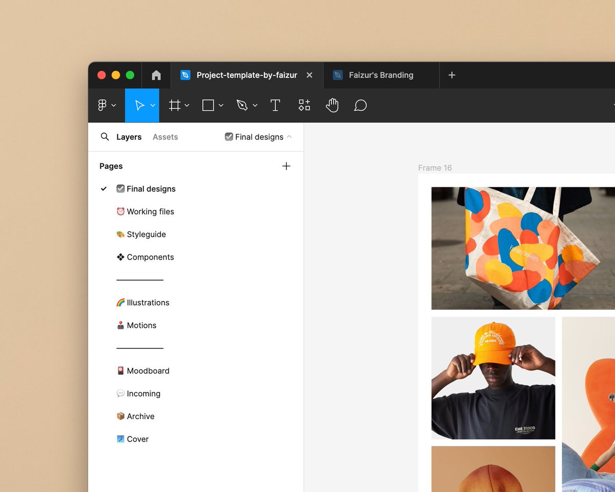 fazurrehman's tweet photo. Designers — This is how I organize the website and single app project in @figma 

• Final design
• Working files
• Foundation (Style-guide)
• Illustrations
• Motion (Animation flows)
• Moodboard
• Incoming (Client asset ex. logo & etc)
• Archives

Love to see, how you organize your Figma files…