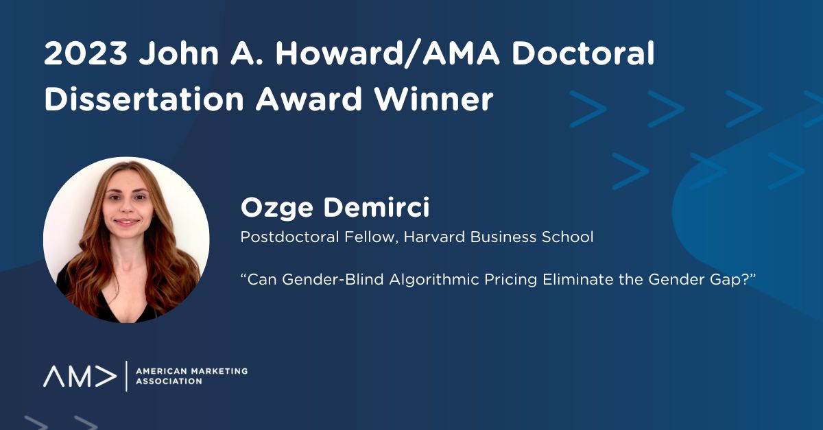 Please join us in congratulating Ozge Demirci as the winner of the 2023 John A. Howard/AMA Doctoral Dissertation Award! 👏👏👏

Honorable mentions: Kristen Ferguson, Yeseul Kim, and Iris Steenkamp

Learn more about this award: bit.ly/3ujJmUd

<a href="/HarvardHBS/">Harvard Business School</a> #AMAWinter