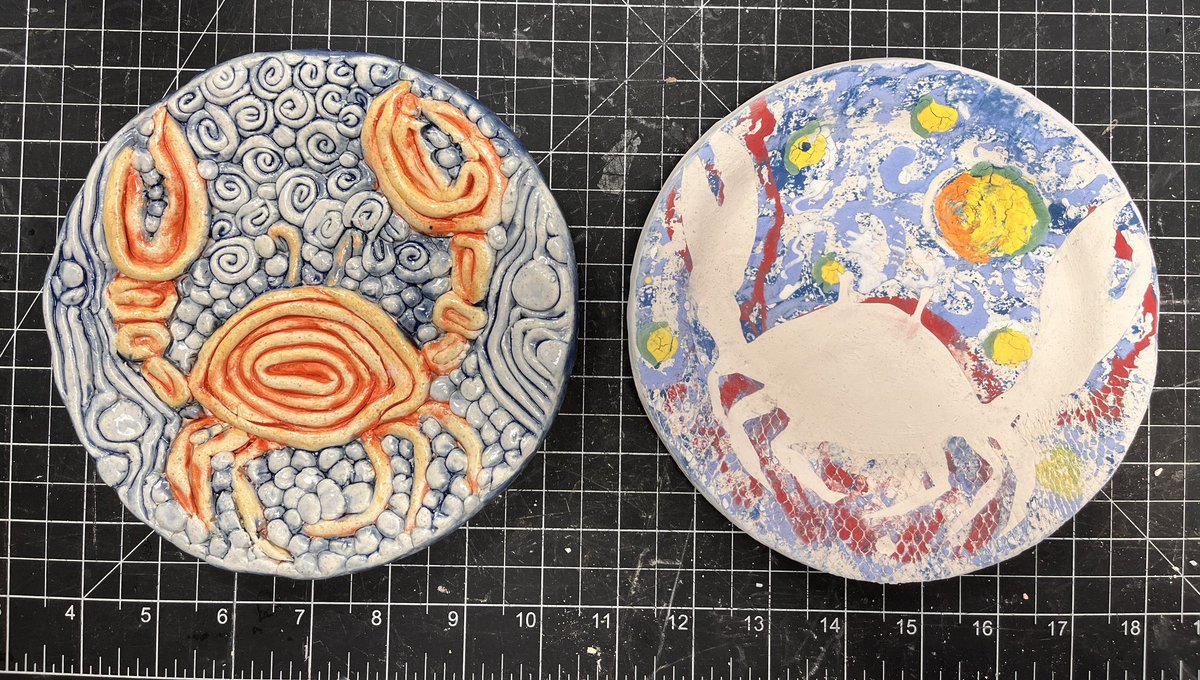 Surface treatment examples for 7th grade clay food projects @PattonHawks
