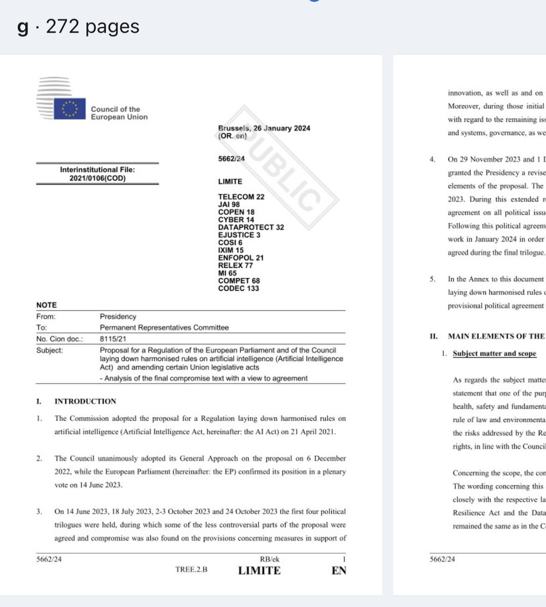 Luis Montezuma | @luismontezuma@mstdn.social (@montezumachavez) on Twitter photo NEW   Read the consolidated text of the agreement on the Artificial Intelligence Act AI Act
Here
lnkd.in/etU5rtAs
Next  IMCO & LIBE committees vote is scheduled on 13/02 & final vote in April plenary. NEW   Read the consolidated text of the agreement on the Artificial Intelligence Act AI Act
Here
lnkd.in/etU5rtAs
Next  IMCO & LIBE committees vote is scheduled on 13/02 & final vote in April plenary.