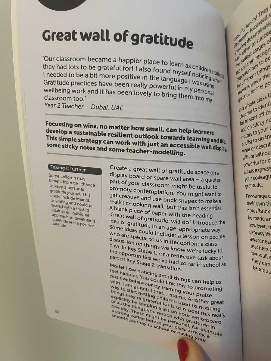 When I started writing #100Ideas for Wellbeing, my aim was to keep it practical and easy to use. My hope was that it would have direct impact in schools. Receiving this photo from a teacher yesterday was a really proud moment! 🤩 BloomsburyEd #gratitude #wellbeingmatters