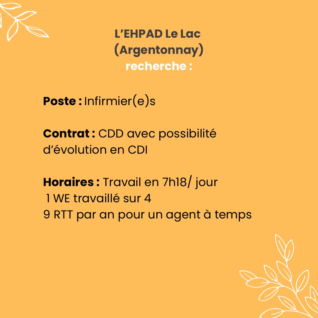 PTSDeuxSevres's tweet photo. [ URGENT ‼️ Offres d’emploi] 🚨
L’EHPAD Le Lac (Argentonnay) recherche : 
👉 Des infirmier(e)s ! 
👉 Les résidents et l’équipe vous attendent impatiemment ! 😁
🔍Des questions contactez nous sur https://t.co/zkAL2UE4Z1
.
.
#orientationprofessionnelle #sante #emploi #job #ehpad https://t.co/TJCKJhYxeH