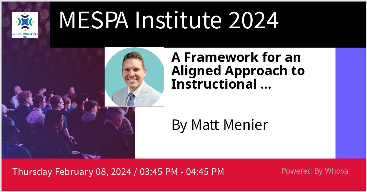 Cynthia Mueller and I are honored to present the work we have done in White Bear Lake Area Schools to provide a framework for aligning literacy instruction for elementary at the 2024 MESPA Institute. Please check out our session if you're attending the event!  - #whova