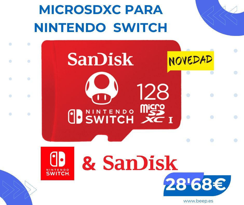 BEEPMonforteCid's tweet image. 🕹  Tarjeta MicroSDXC para Nintendo Swich de #SanDisk con 128GB de almacenamiento, disponible en BEEP Monforte del Cid por 28&apos;68€.

#tarjeta #SDXC #Sandisk #128GB #almacenamiento #Nintendo #Switch #NintendoSwitch #ilovetechnology #iloveblue #iloveBEEP