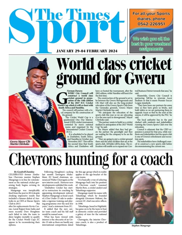 World Class Cricket ground for Gweru? Best Mayor ever. Mayor Martin Chivhoko? i want to Vote for you again, in fact i want to vote for you everyday until the next election in 2028. All cricket fanatics have a special place in my heart. Its time to build for the next world