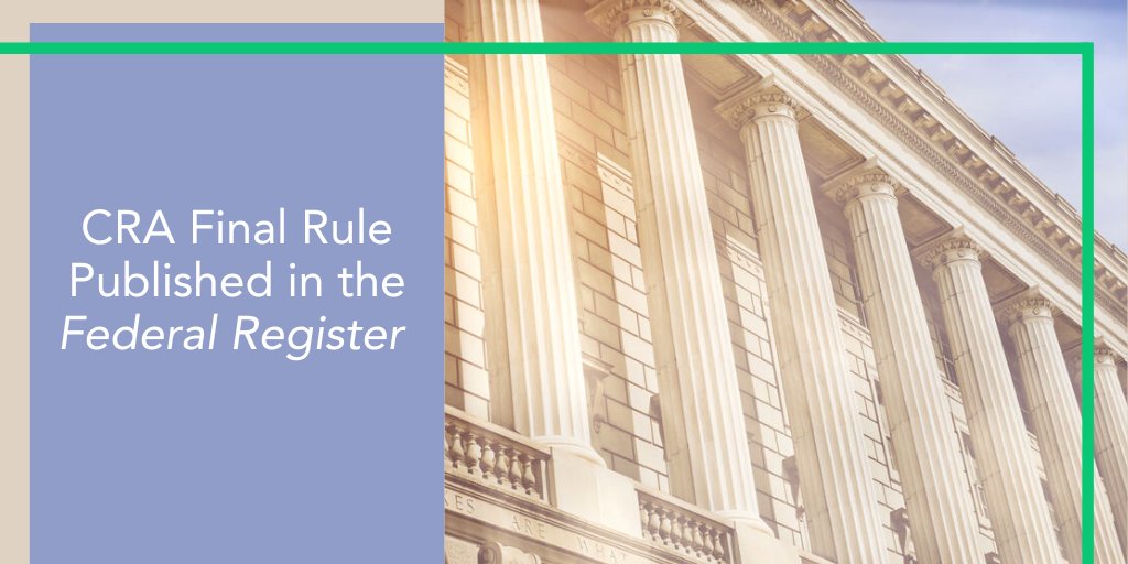 It's official! The agencies have published the CRA final rule in the Federal Register. Download the full text now at federalregister.gov/documents/2024… #cra #compliance #banking #cramodernization