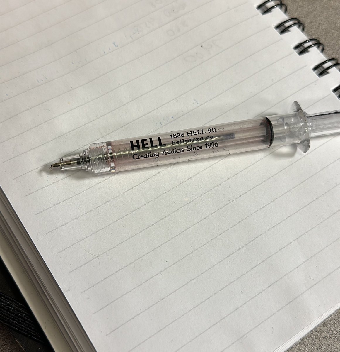 Oh man look at the pen I found!! Is Hell Pizza even still there???! It was off of Burrard I forget the street name now. It must be more than 10 years since I got this…
#SPNFamily #VanCon