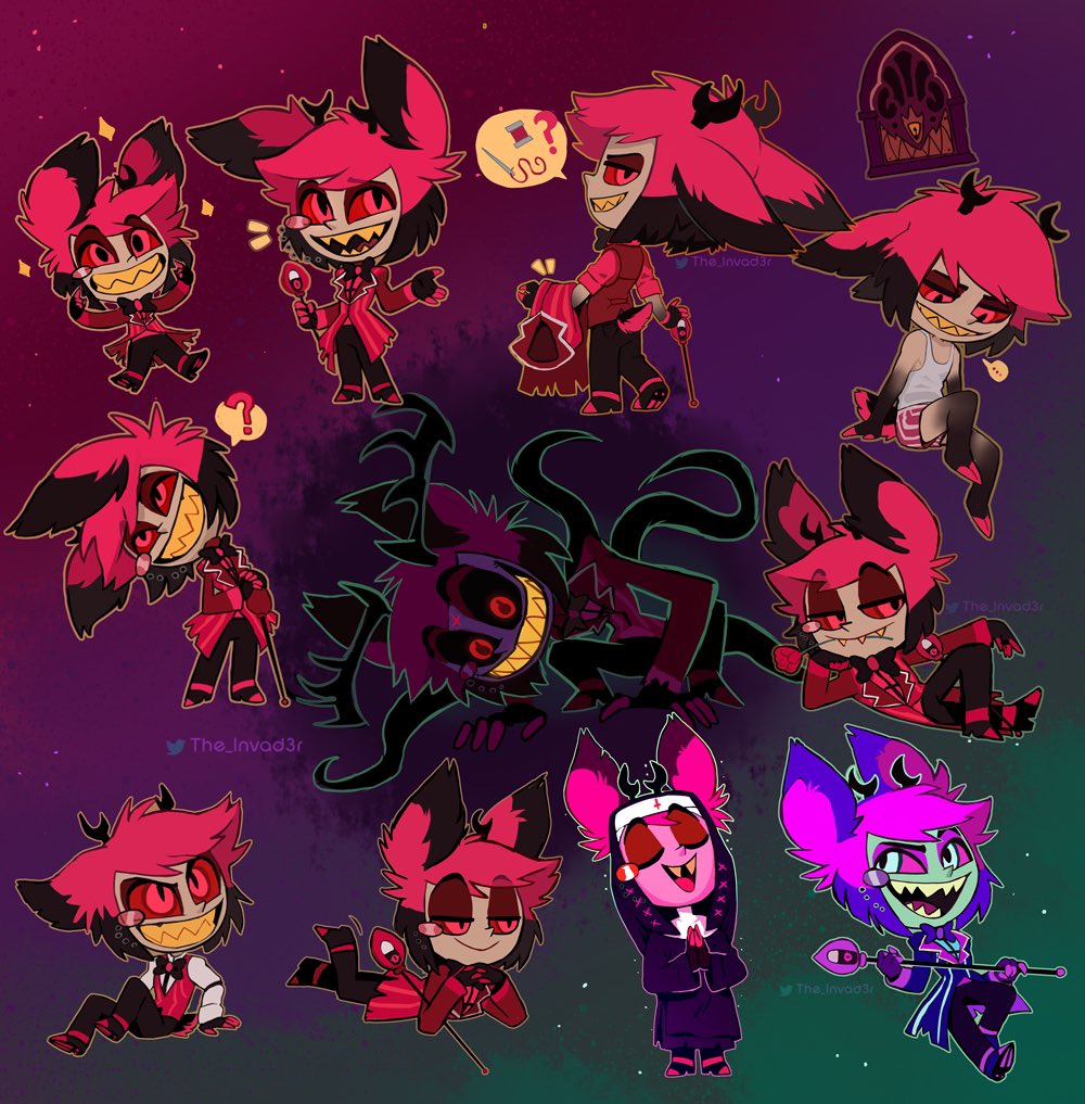 The_Invad3r's tweet photo. Alastor chibis💕 #HazbinHotel https://t.co/KTlULLh3tU