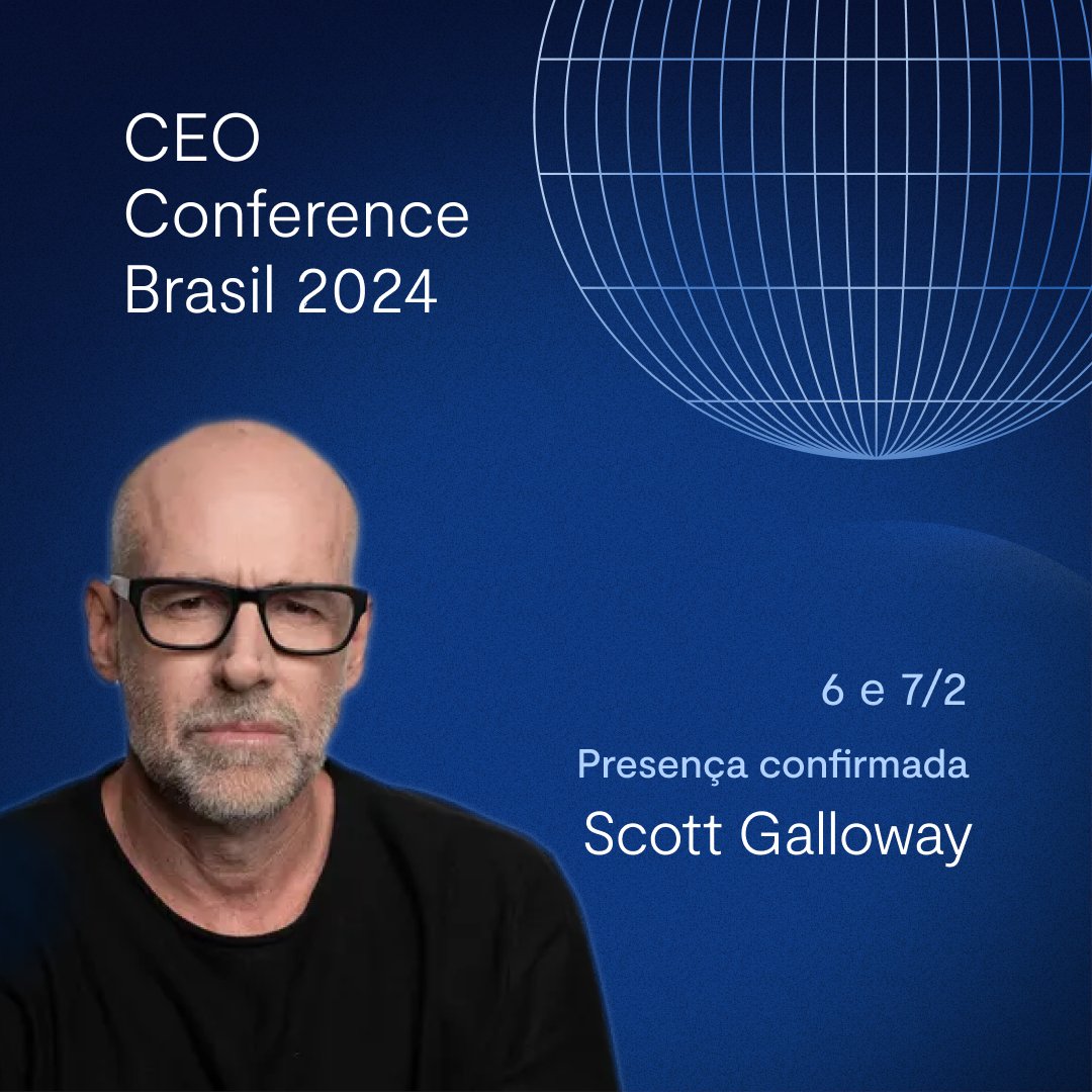BTGPactual's tweet photo. Scott Galloway, Professor – NYU Stern School of Business, fala no CEO Conference Brasil 2024 sobre inteligência artificial.

Inscrições gratuitas: https://t.co/yRtTs8AihH

#CEO #CEOConference #CEOConference2024 #IA #AI  #Investimentos2024 #InteligenciaArtificial https://t.co/ihasC7ppks