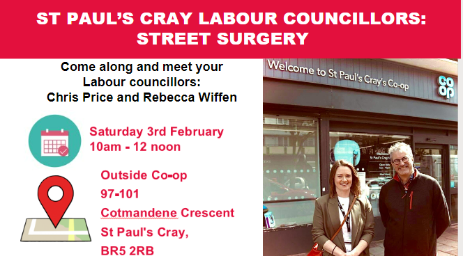 Saturday morning we will be outside Co-op on Cotmandene Crescent as usual on the first Saturday of the month. Please do come and talk about local issues and concerns. We are here for you, your family and our community. #stpaulscray #LabourParty