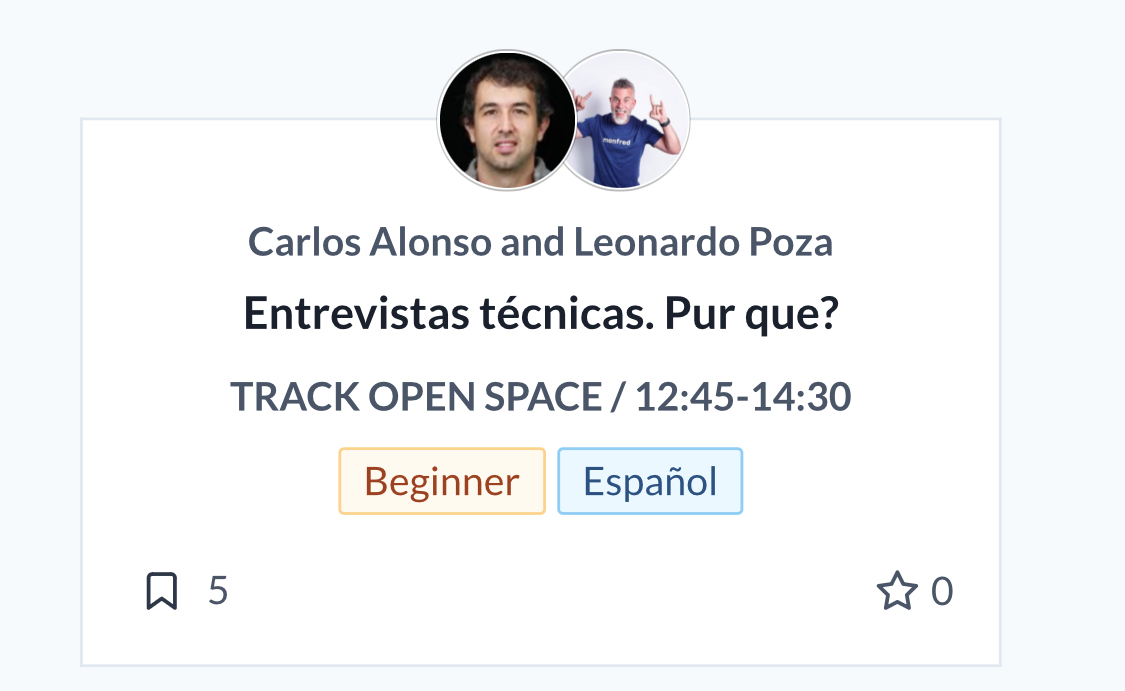 ¡¡¡Segundo NOTICIÓN de la semana!!!

<a href="/calonso/">Carlos Alonso | Software Engineering</a> y un servidor estaremos moderando y dinamizando un Open Space en la <a href="/commitconf/">Commit Conf</a> de este año. 

"Entrevistas técnicas. Pur que?"