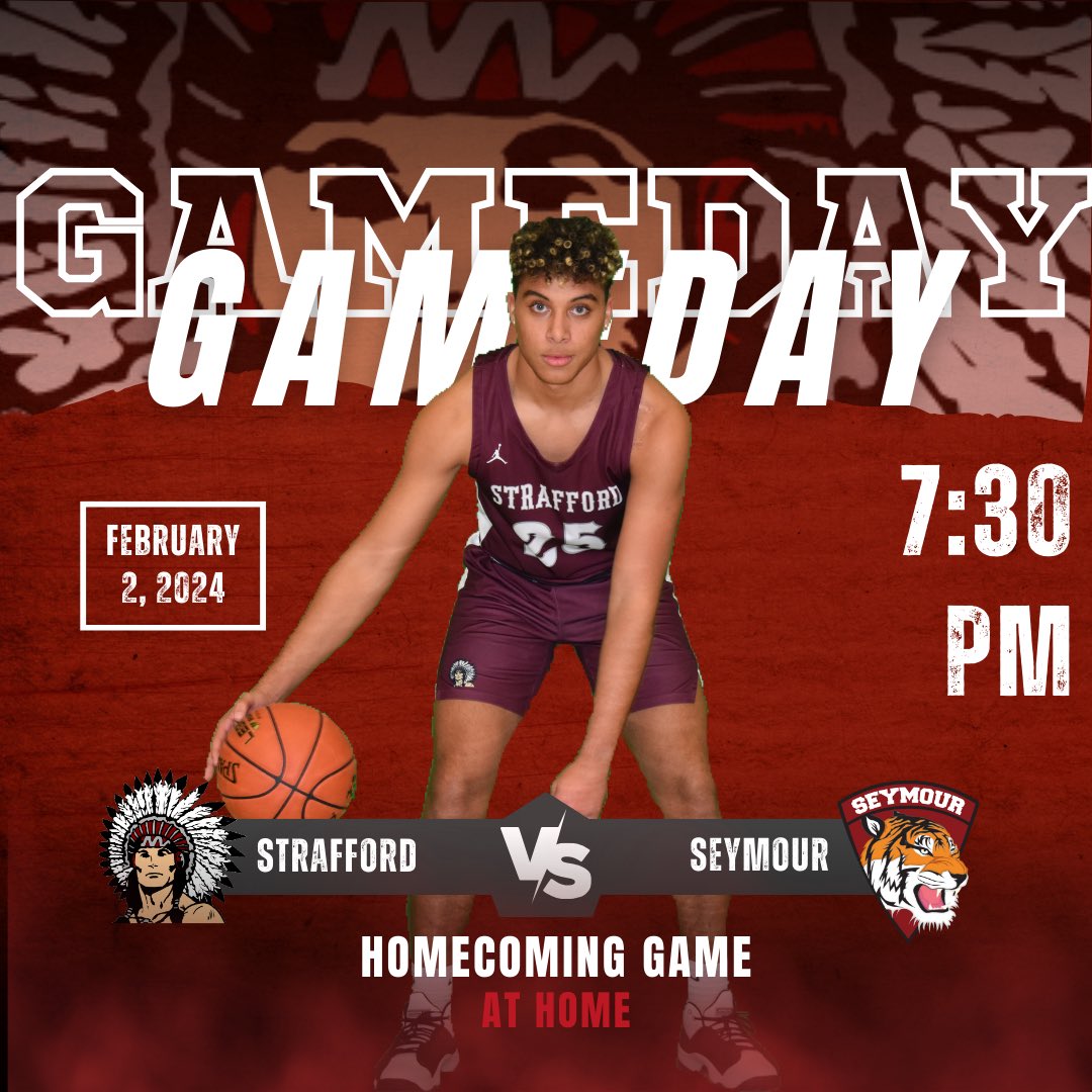 Tonight the boys play against Seymour at home. Varsity will play at 7:30 and junior varsity will play at 6:00. In between games the “2024 Basketball Homecoming Coronation” will take place👑!

#StraffordStrong🏀