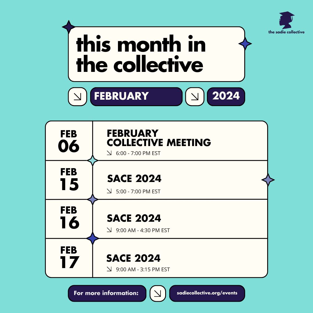 SadieCollective's tweet image. we have so many exciting plans lined up at the collective! join us this month for these unforgettable events. we guarantee you don't wanna miss this! #sadiecollective #SACE2024