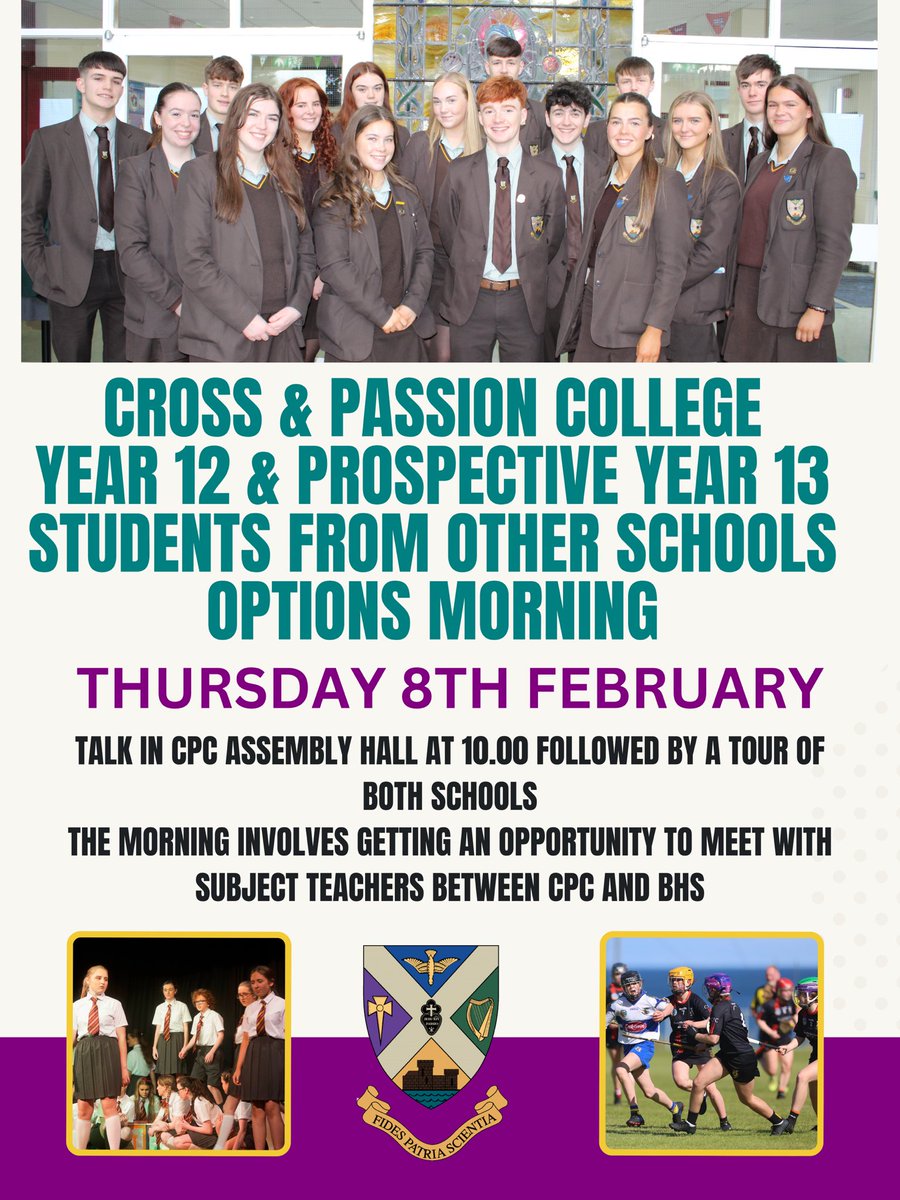 ‼️Post 16 Options Morning ‼️ Thursday 8th February All CPC Year 12 pupils and ANY pupils thinking of transferring to CPC for their Post 16 studies