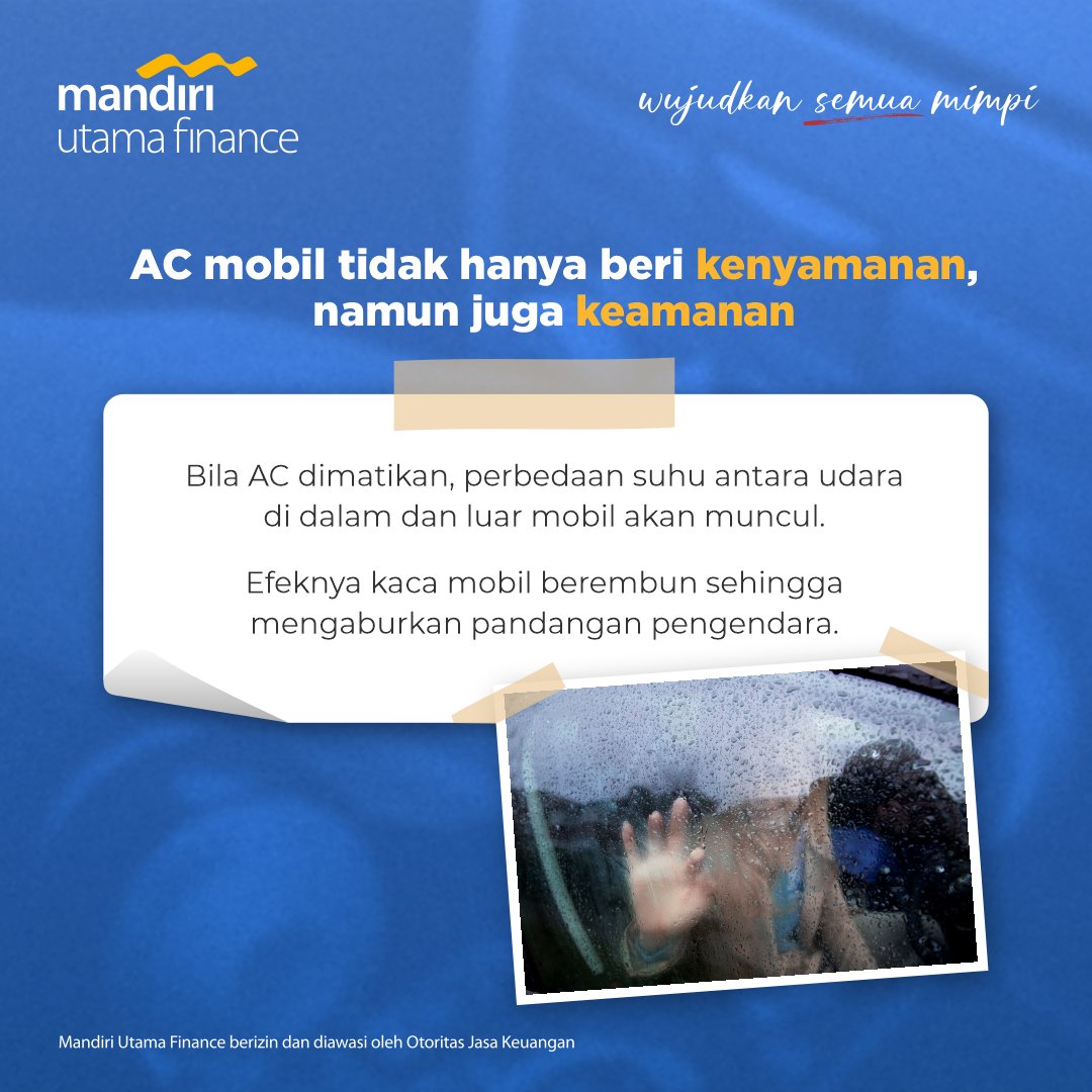 MU_Finance's tweet image. Ada yang sering matikan AC mobil pas hujan? Jangan lagi ya, soalnya ini berisiko lho.

Yuk, simak alasannya dalam post berikut, MUFriends.

#mandiriutamafinance #acmobil #wujudkansemuamimpi #MUFFunFact #kreditkendaraan #kreditmobil #kreditmotor #pinjamandanabpkb #MUFDana