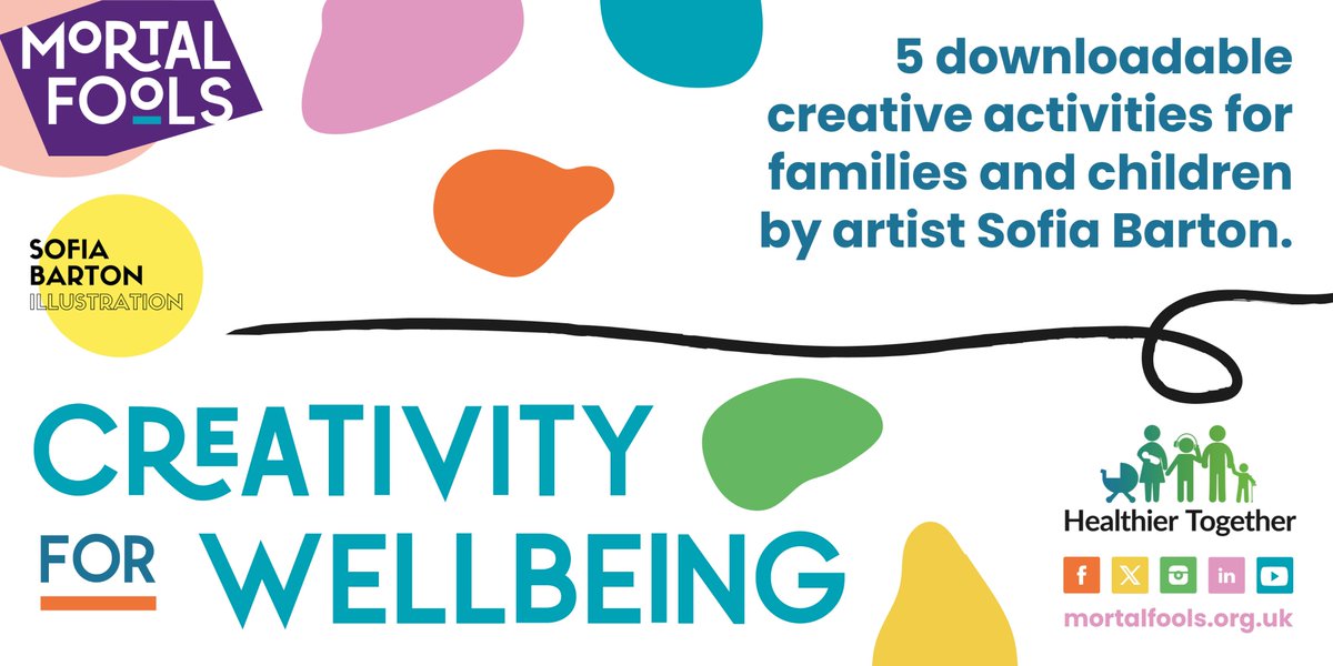 We believe creativity is fundamental to living happy healthy lives! Thanks to @HT_NENC, we commissioned artist Sofia Barton to design a few creative wellbeing activities for families in our digi community. Check them out: mortalfools.org.uk/blog/creative-…