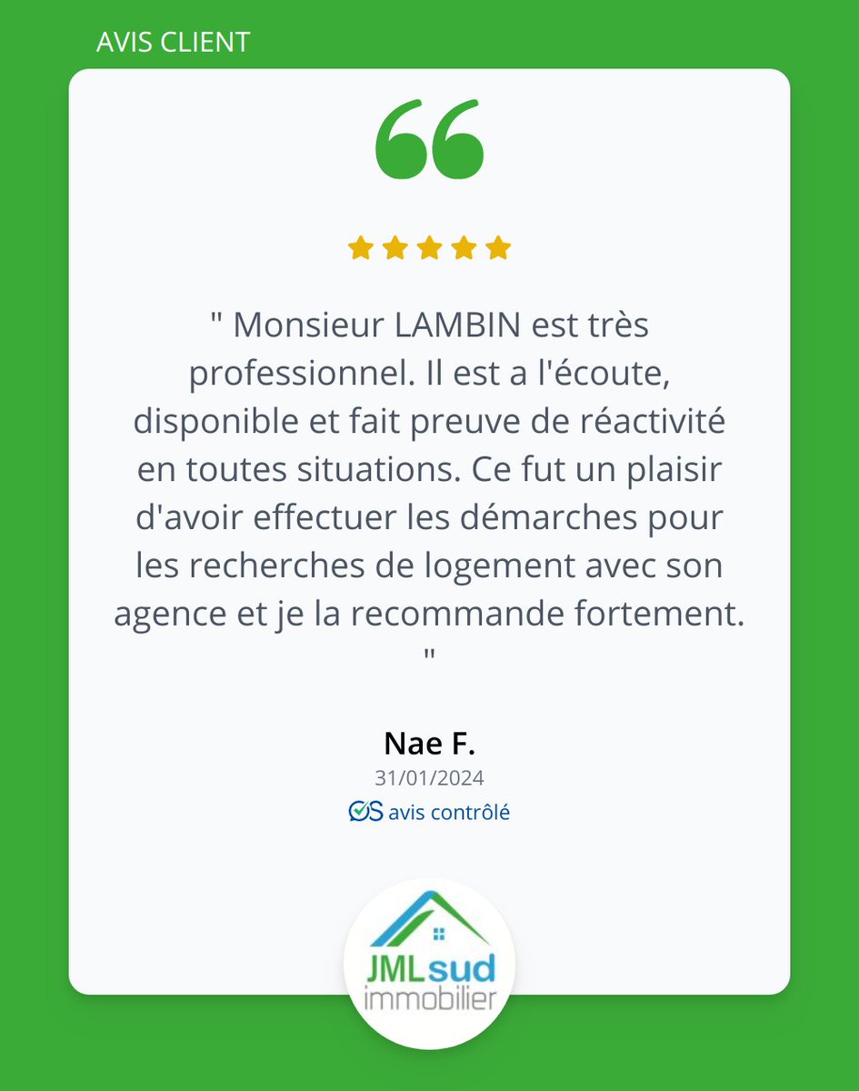 JmlSud's tweet photo. Ravis de partager ce nouvel avis client avec vous ! https://t.co/hEb863HAv8