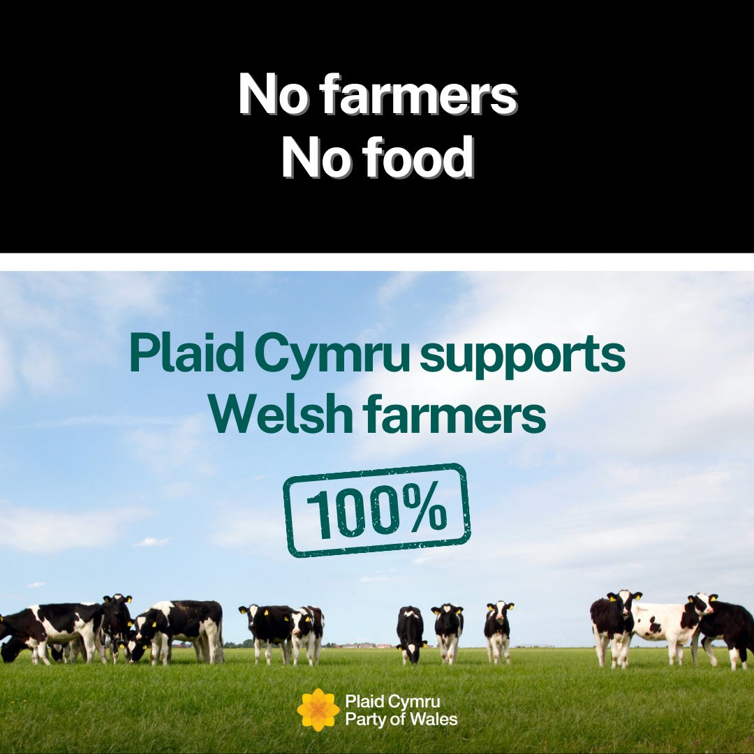 🚜 Welsh farmers are essential to our food supply, to the Welsh language and to our rural economy

Plaid Cymru will always protect the interests of our farmers 🏴󠁧󠁢󠁷󠁬󠁳󠁿