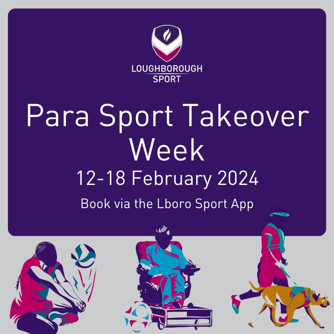 Loughborough University (@lborouniversity) on Twitter photo Para Sport Takeover Week provides opportunities to try out specific Para Sports during My Lifestyle sessions. 🎾
The campaign aims to raise awareness of opportunities available to disabled students.
Get involved from 12-18 February!
Info ➡️lboro.uk/49aCpnT
<a href="/LboroSport/">Loughborough Sport</a> Para Sport Takeover Week provides opportunities to try out specific Para Sports during My Lifestyle sessions. 🎾
The campaign aims to raise awareness of opportunities available to disabled students.
Get involved from 12-18 February!
Info ➡️lboro.uk/49aCpnT
<a href="/LboroSport/">Loughborough Sport</a>
