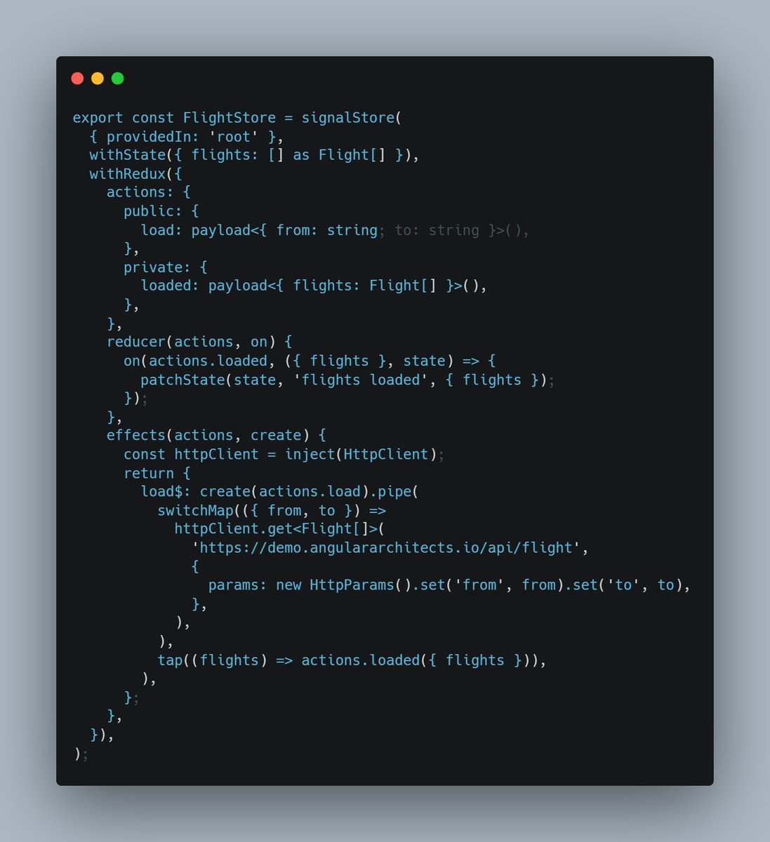 ManfredSteyer's tweet image. .@rainerhahnekamp's Redux extension for the @ngrx_io Signal Store is not only cool and handy but also streamlines learning the Redux pattern.
The current implementation enforces action hygiene and is comparable to @brandontroberts' single-file approach toward the NGRX Global…