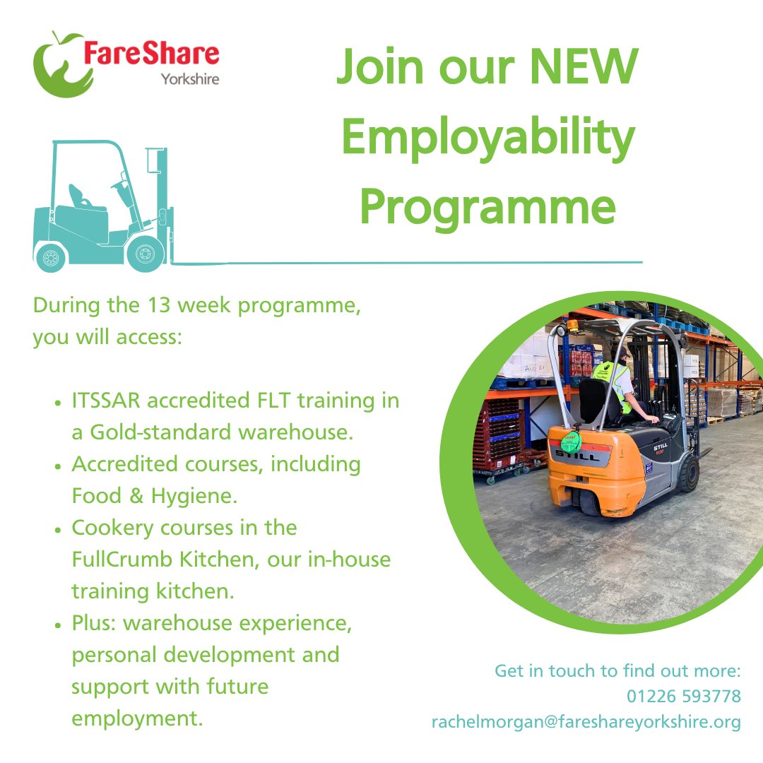 georgina_BFP's tweet photo. We have an exciting new employability programme here at @FareShareYorks - please get in touch for more information! https://t.co/NEWKY7BL7n