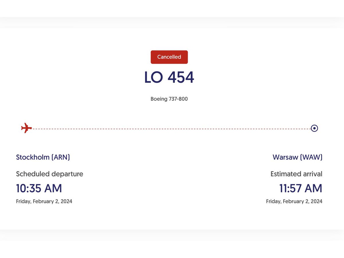TodaysFlight's tweet photo. I guess I spoke to soon. What started as a delay turned into a cancellation. SP-LWB went tech during turnaround in #ARN. Immediate re-routing by @LOTPLAirlines via AMS. Given my recent negative experience with LO‘s ticketing department, this is 👍. #paxex #passengerrights #irrops https://t.co/XqY5bssj8d