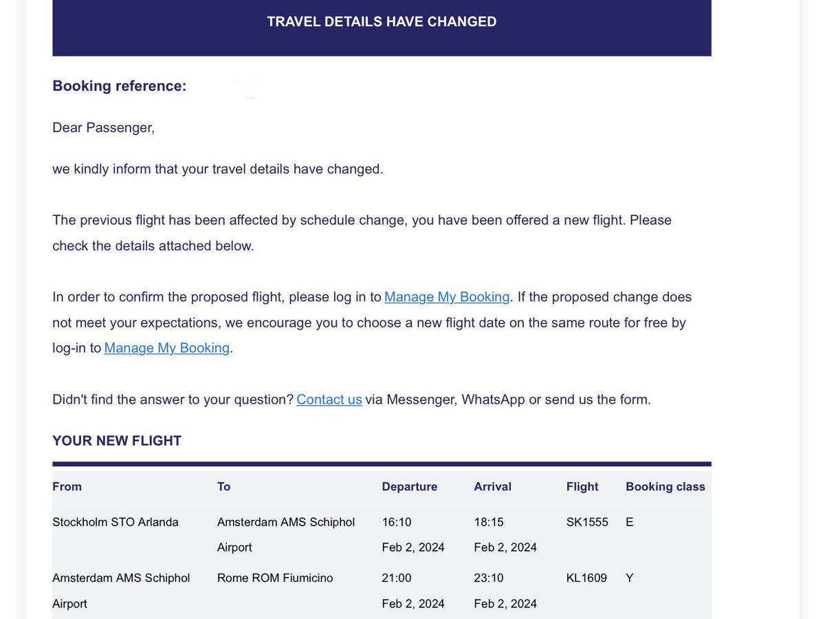 TodaysFlight's tweet photo. I guess I spoke to soon. What started as a delay turned into a cancellation. SP-LWB went tech during turnaround in #ARN. Immediate re-routing by @LOTPLAirlines via AMS. Given my recent negative experience with LO‘s ticketing department, this is 👍. #paxex #passengerrights #irrops https://t.co/XqY5bssj8d