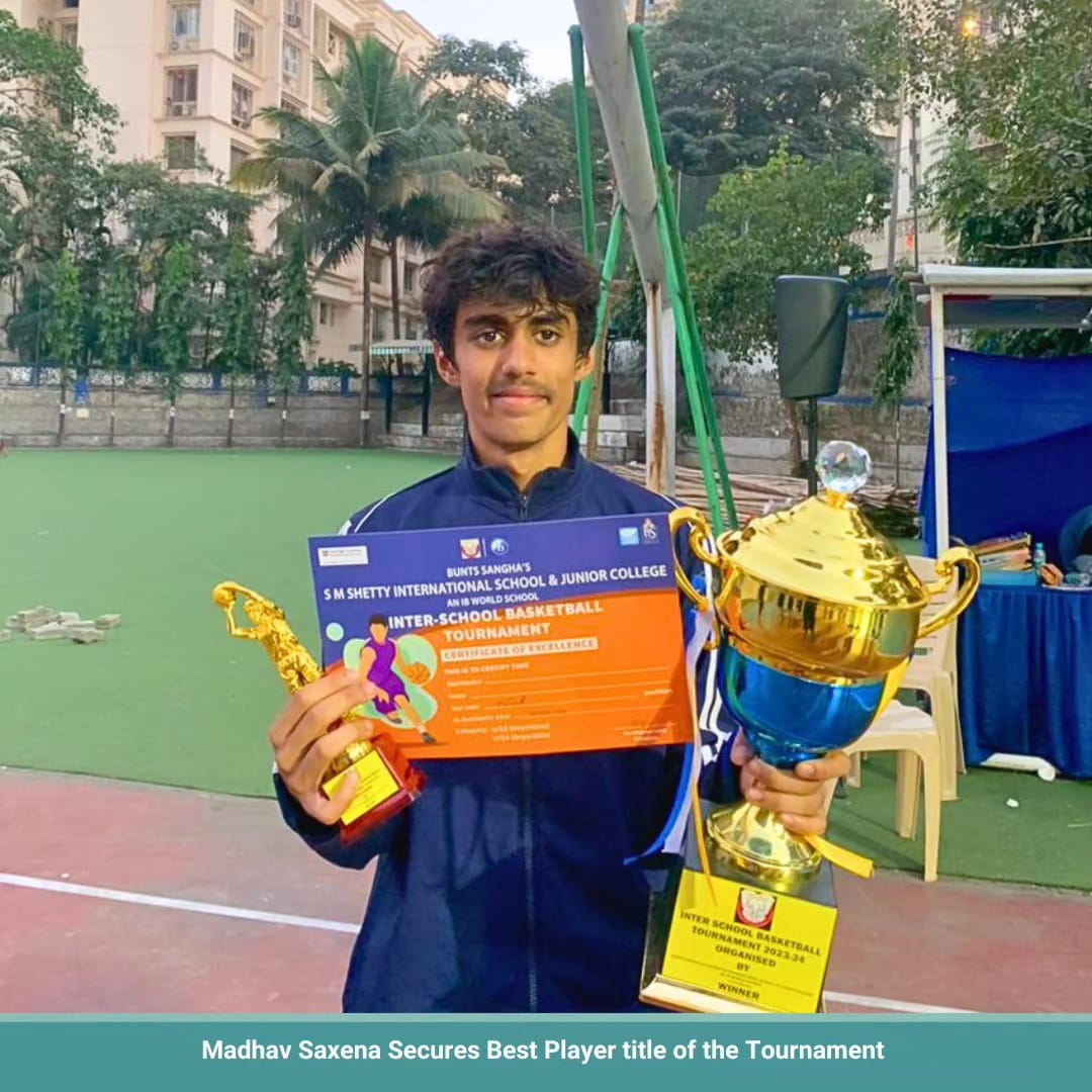 Huge shoutout to the OIS JVLR U14 Boys Basketball Team for securing Gold at the S.M. Shetty Tournament. Kudos to Madhav Saxena for bagging the Best Player of the Tournament title! Well done team OIS, you've made us proud. #OISChampions #Oberoiinternationalschool