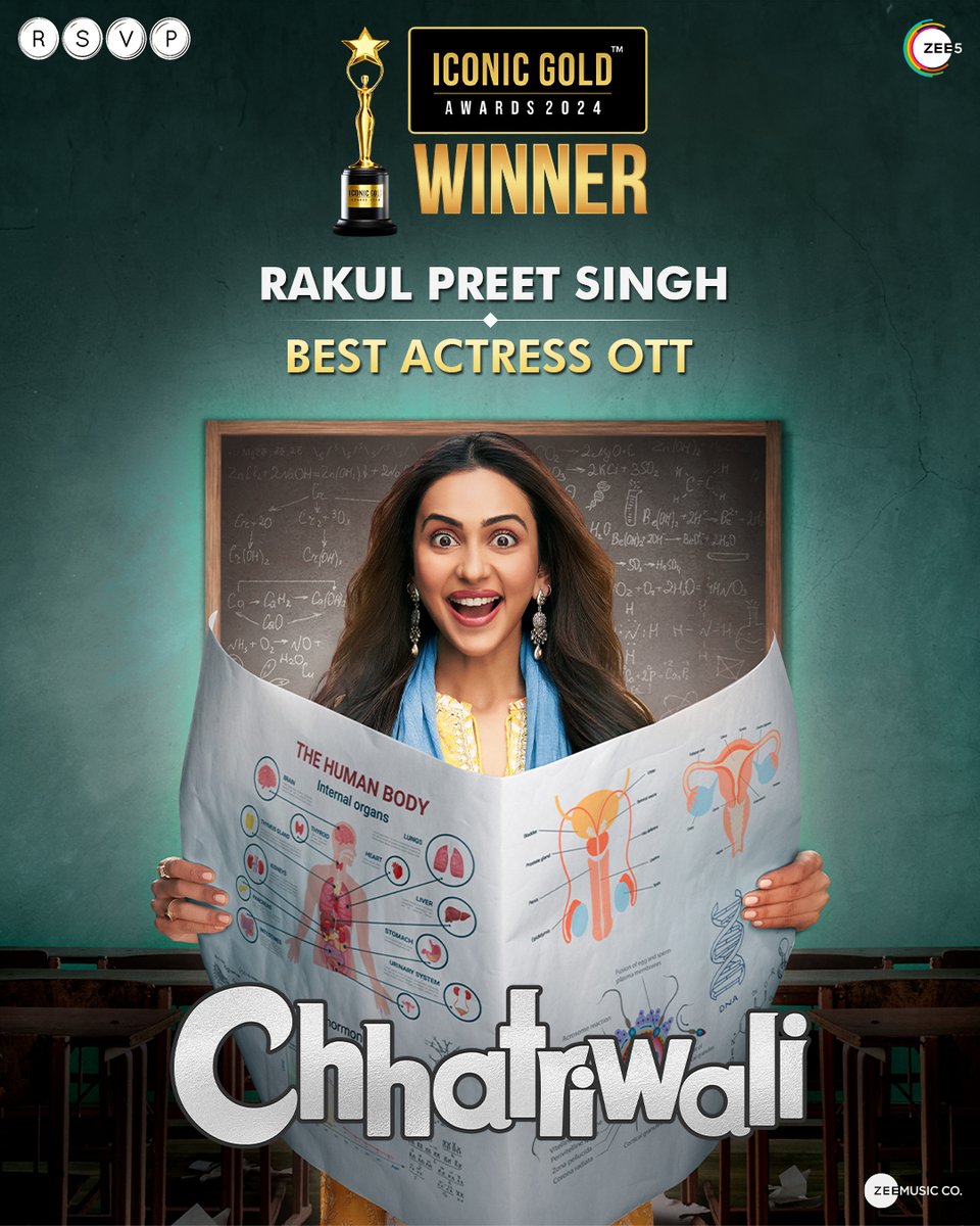 Breaking barriers and shattering stereotypes one award at a time! @rakulpreet's stellar performance in Chhatriwali bags the Best Actress OTT at @IconicGoldAward. #IconicGoldAwards #IconicGoldAwards2024 Watch #ChhatriwaliOnZEE5 now! @vyas_sumeet @satishkaushik2 @rajeshtailang…