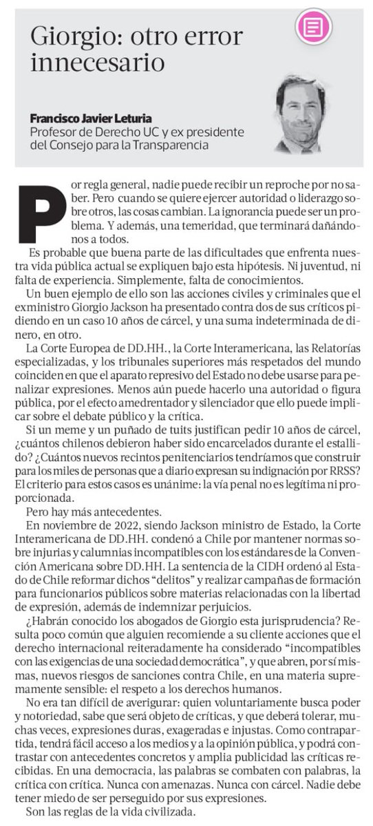 LLeguleya's tweet photo. Columna de opinión del profesor Francisco Javier Leturia: https://t.co/N4V7rjKBsq