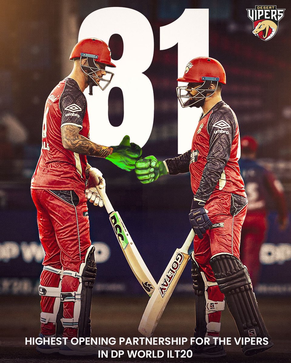 TheDesertVipers's tweet photo. When you blend ๐ฅ with ๐, you get this result ๐คฉ
๐ผ๐ก๐๐ญ & ๐๐ค๐๐๐ฃ put on a show against the Capitals last night ๐
#DesertVipers #FangsOut #Season2 #DCvDV #AllInForCricket #AlexHales #RohanMustafa | @AlexHales1 @rohanmustafa88 https://t.co/KVaRbyKUjX