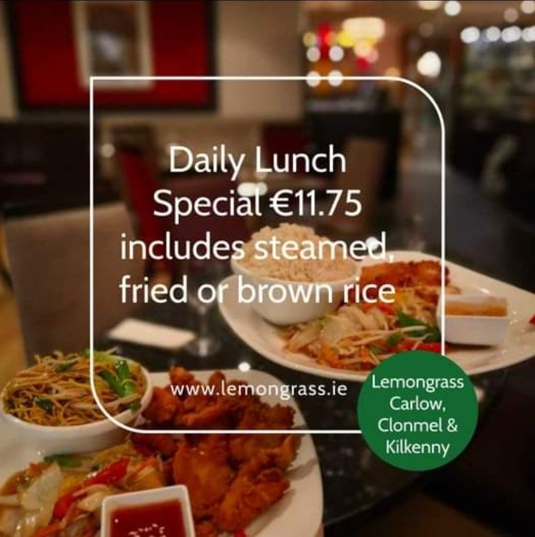 Daily Lunch Special 🎉🤤 our special today is Stir Fried Chicken with Garlic &amp; Chilli Sauce €11.75

Book your table here lemongrass.ie 

#Lemongrass #Carlow #Clonmel #Kilkenny #AsianCuisine #lunchspecial #stirfry #healthyspecial