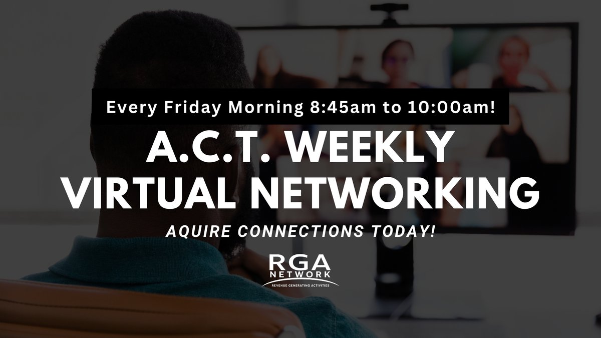 RGANetworking's tweet photo. Virtual Networking from your home or office! Every Friday 9am to 10am https://t.co/76M9QtnwjD https://t.co/VC68E1pB6c