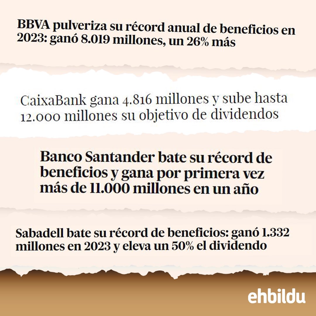 OskarMatute's tweet photo. Los beneficios récord de los principales bancos no dejan ninguna duda. Dinero hay, pero no se distribuye como se debería.

¿Qué tal si devuelven ya los 60.000 millones que deben del rescate bancario y convertimos en permanente el impuesto a la banca?

https://t.co/cePNtlaiAZ https://t.co/rjTYiYMvg6
