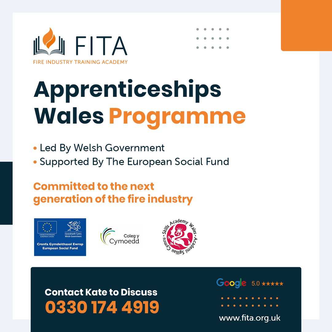 The Apprenticeships Wales Programme

Training and developing the next generation of Fire Alarm Technicians.

If you are interested, please speak to the Team for further details.

fita.org.uk

#fireapprenticeships #firetraining #fita #firesafety