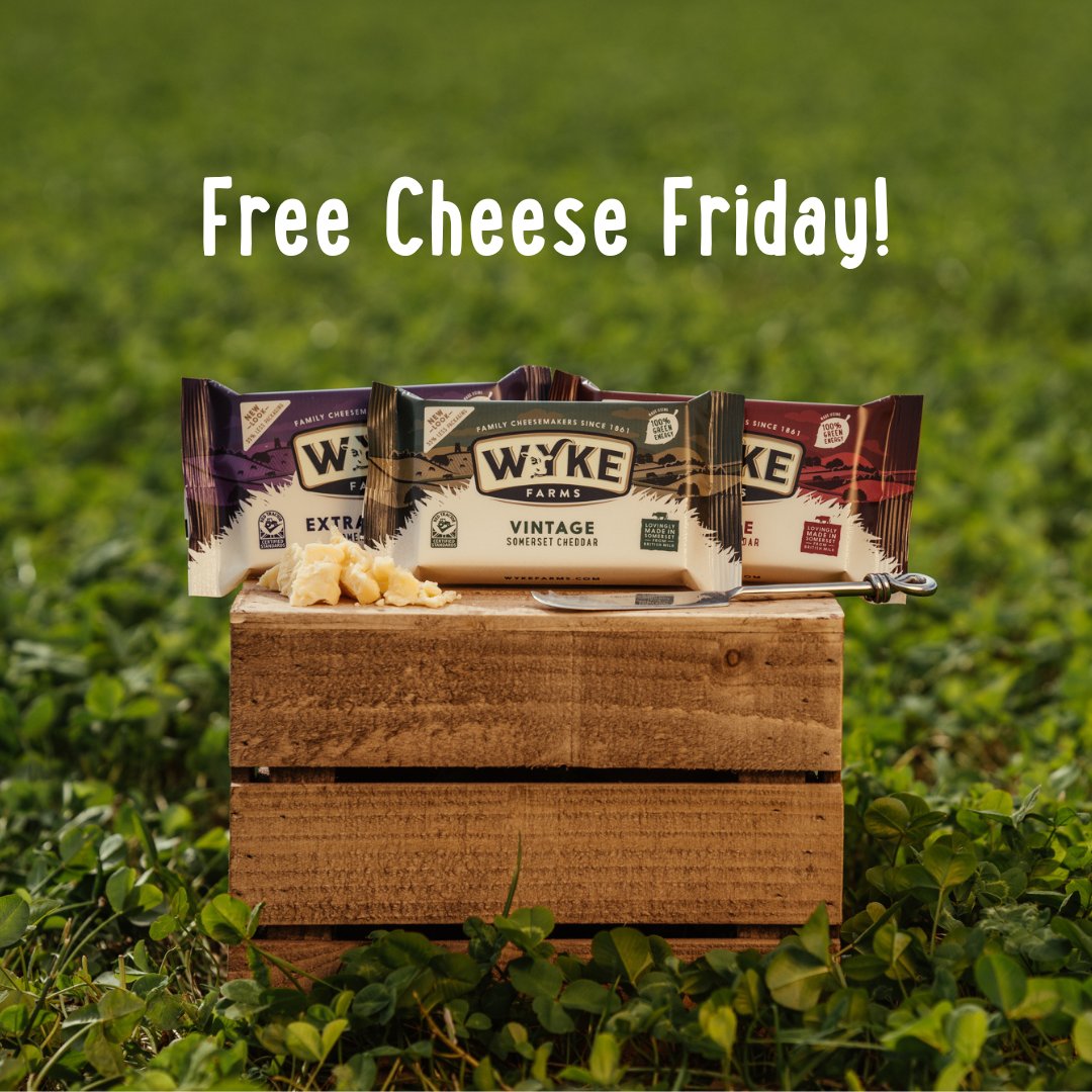 wykefarms's tweet photo. FOLLOW and RETWEET to #WIN a selection of award-winning Somerset Cheddar, including Mature, Extra Mature &amp; Vintage varieties.

Head over to FB (https://t.co/kCQ2lc9IvA) and IG (https://t.co/00IxEoHwry) more chances to win!

#freebies #freebiefriday #giveaways #competitions https://t.co/3UrsklfEUz