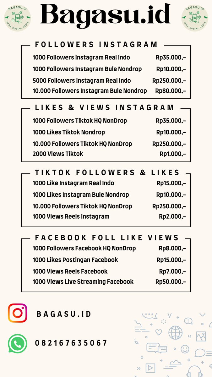 BagAsuid's tweet photo. PROMONYA KAK.  1k followers ig real indo 35k 1k followers ig bule nondrop 15k 1k followers tiktok 40k list lainya bisa cek di pict WA: https://t.co/LNBxyiWa5v
082167635067
#zonauang #zonajajan #CanvaPro #followers #jajan #jualan #sosmed #artis #hits #sunset #jokowi https://t.co/6nqSTGtaIx