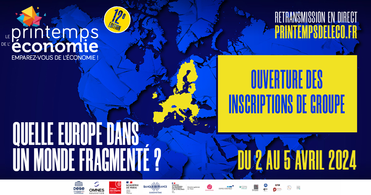 Les inscriptions de groupe sont ouvertes ! 
👉printempsdeleco.fr/12e-edition-20… Découvrez le programme : 30 conférences-débats, 120 intervenant(e)s pour en débattre. Emparez-vous de l'économie !
📌 2>5 avril <a href="/lecese/">CESE</a> 
▶️Retransmission en direct sur YT
#économie #europe #conférences #débats