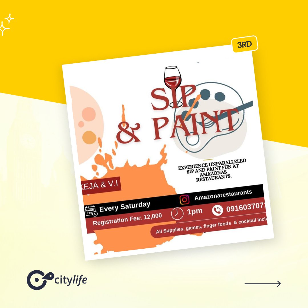 explorecitylife's tweet photo. The weekend came with all the hottest events and we are loving ett 😌.
.
.
Let the fun begin 😝
.
#lagosevents #fridayinlagos #whattodoinlagos https://t.co/zOXJmnb0OX