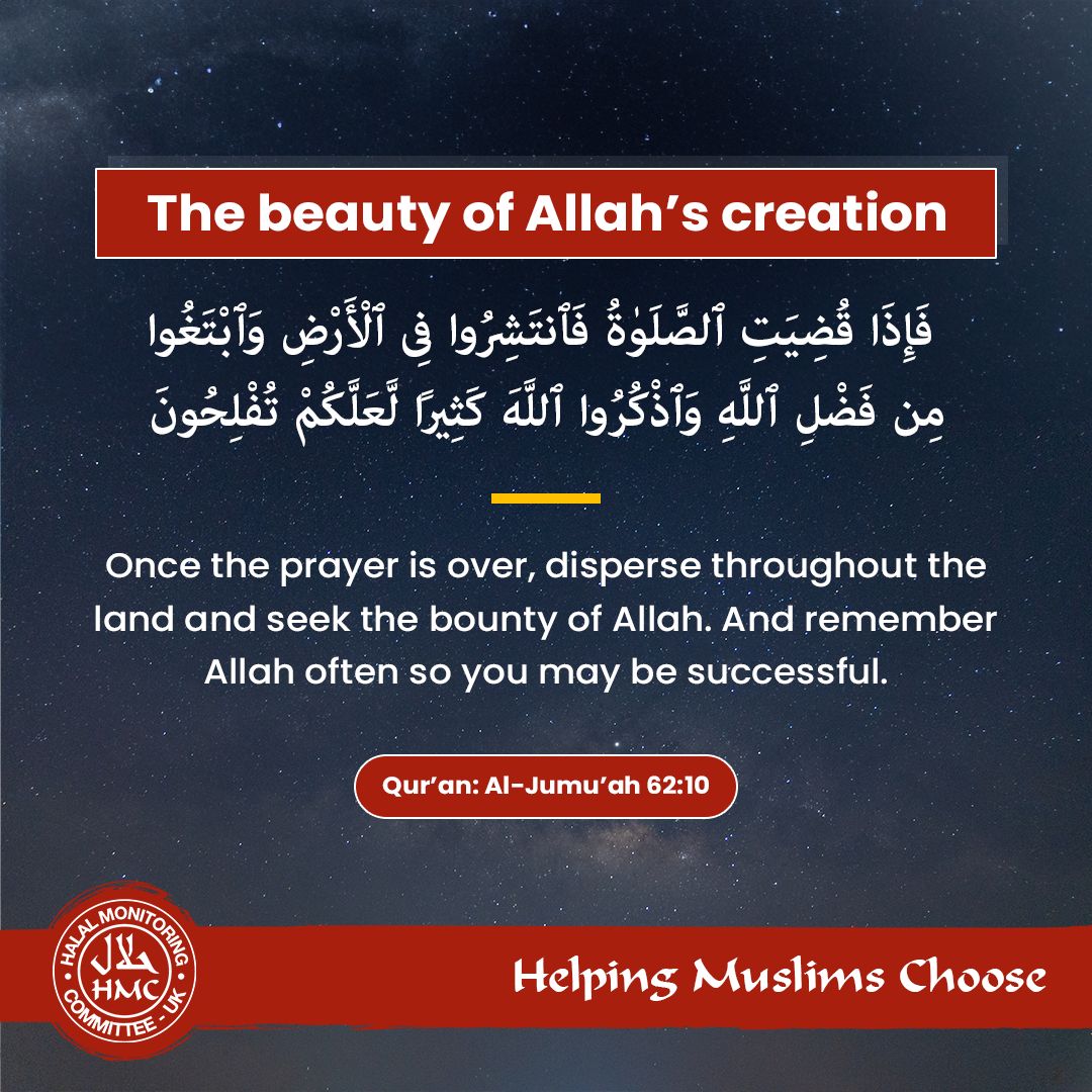 HMC_UK's tweet photo. Success is rooted in Allah's remembrance. Let your footsteps echo Jummah's essence, weaving worldly endeavors with sacred devotion. In the hustle, recall Allah for true prosperity.  #JummahBlessings #SuccessInRemembrance #SurahAlJumuah #FridayVibes https://t.co/MC8CszGsGK