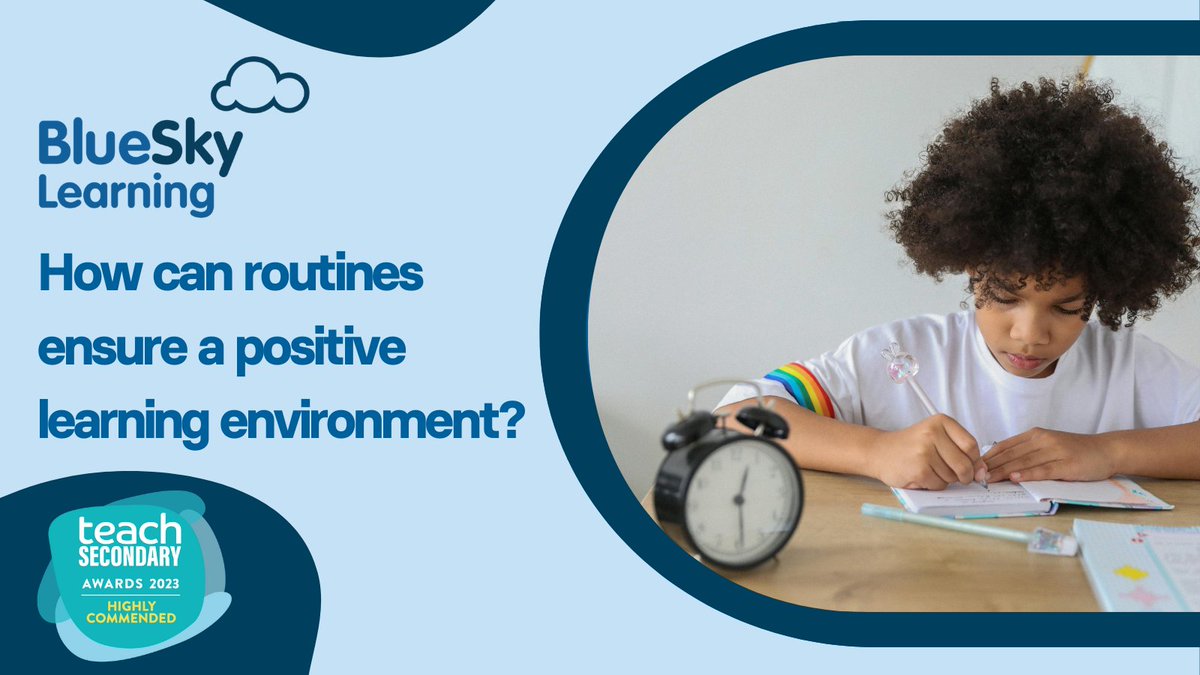 BlueSkyLearn's tweet photo. ComingSoon: How can #routines ensure a positive #learning environment? Learn more about the importance of routines & how they can establish positive #behaviour for #learning in our module from @teachwithmrst, #AssistantHeadteacher (#Pastoral) & #ECTMentor: https://t.co/oQaVg3kZbZ https://t.co/BGQ1Mf1abk