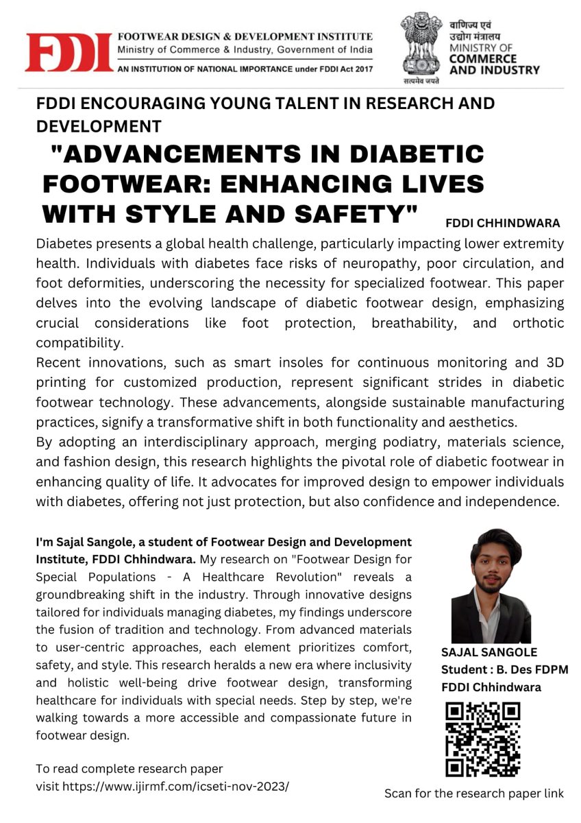 fddiofficial's tweet image. FDDI Champions Young Talent in Research &amp;amp; Development, Unveiling Stylish and Safe Advancements in Diabetic Footwear to Enhance Lives! #InnovationWithPurpose #DiabetesCare #StyleWithSafety
