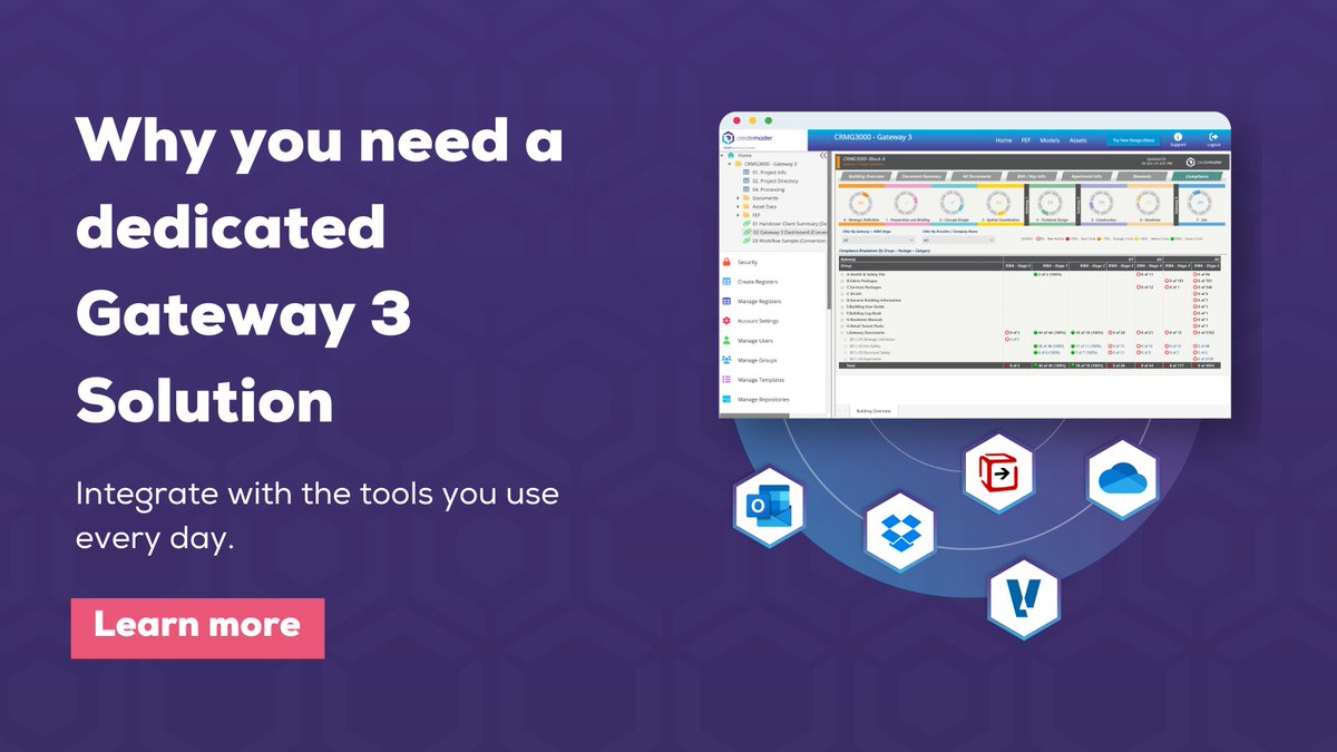 Why can’t I use my Common Data Environment (CDE) for Gateway 3 compliance?
 
Although CDEs manage project data well, they lack tailored functionalities for Gateway 3. That's why Createmaster offers a dedicated Gateway 3 Management Solution.

👉 Learn more: bit.ly/3w8iAyx